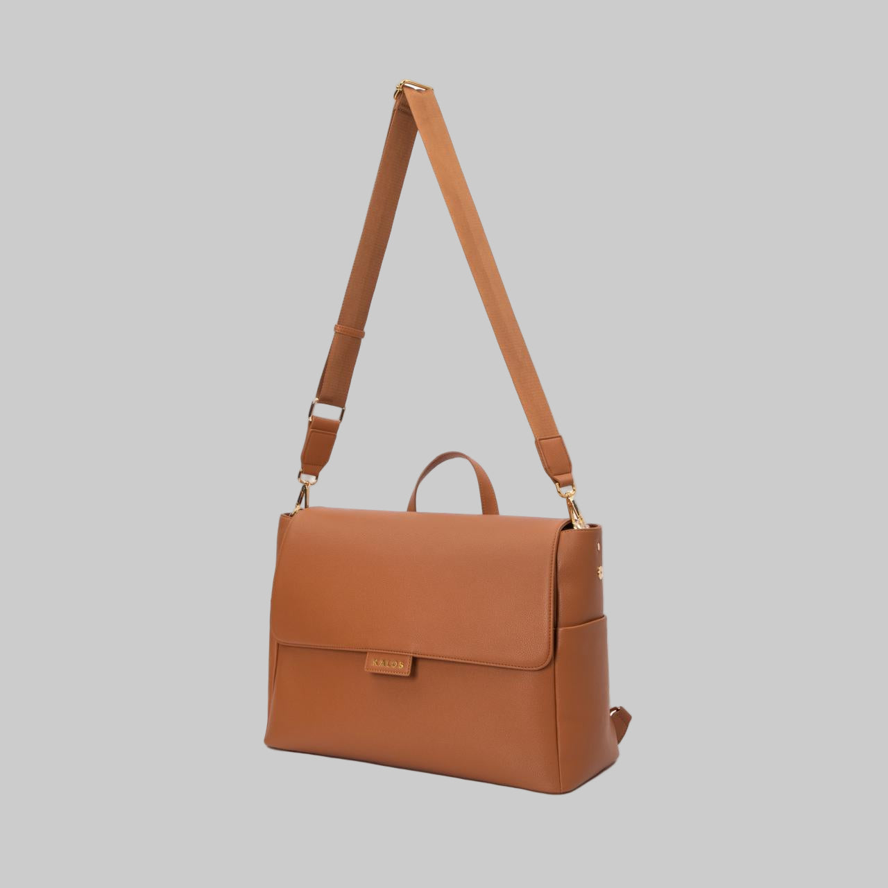 Rosey brown diaper bag with adjustable shoulder strap by Kalos Luxe – stylish and practical baby bag for parents on the go