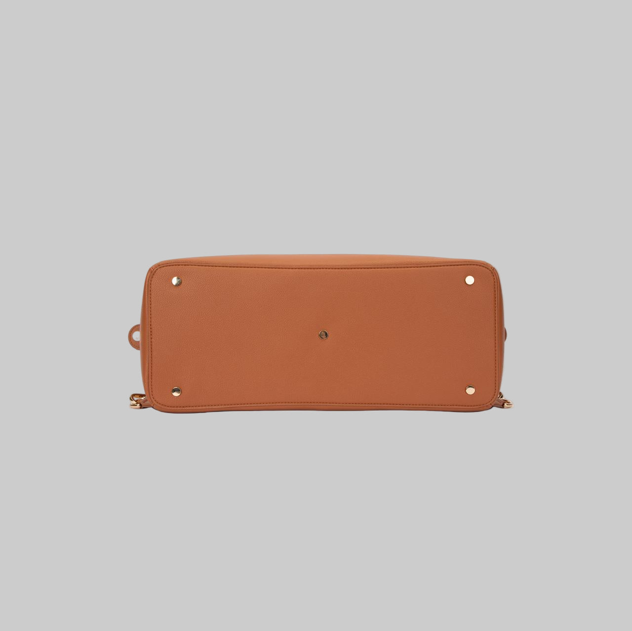 Kalos Luxe rosey brown nappy bag with gold studs, spacious compartments, and luxury finishes.