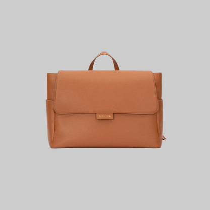 Kalos Luxe rosey brown diaper bag with multiple compartments and modern design for moms and dads.